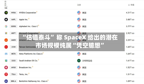 “估值泰斗” 称 SpaceX 给出的潜在市场规模纯属“凭空臆想”