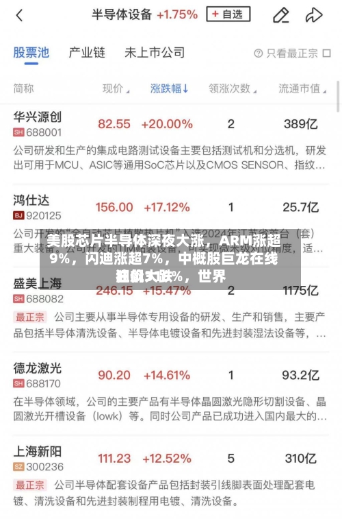 美股芯片半导体深夜大涨，ARM涨超9%，闪迪涨超7%，中概股巨龙在线狂飙318%，世界油价大跌