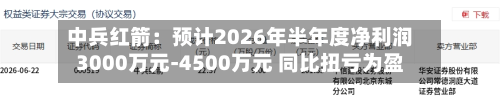中兵红箭:预计2026年半年度净利润3000万元-4500万元 同比扭亏为盈
