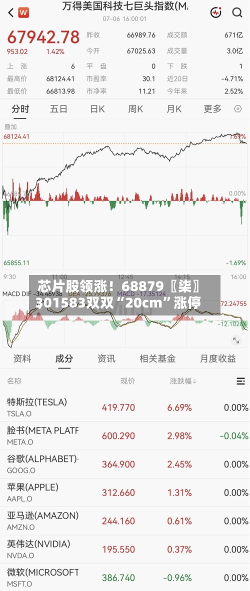 芯片股领涨！68879〖柒〗、301583双双“20cm	”涨停-第2张图片