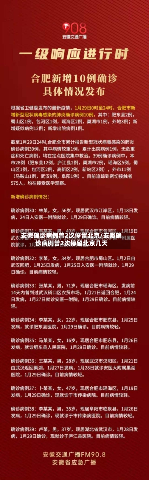 安徽确诊病例曾2次停留北京/安徽确诊病例曾2次停留北京几天-第3张图片