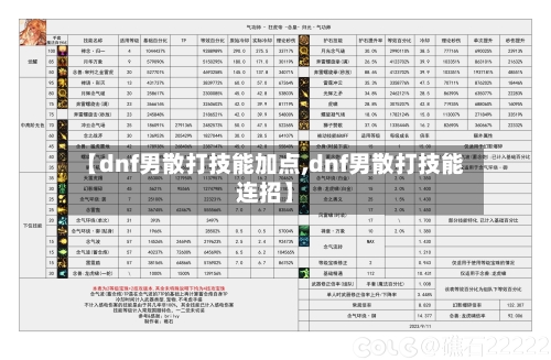【dnf男散打技能加点,dnf男散打技能连招】-第3张图片