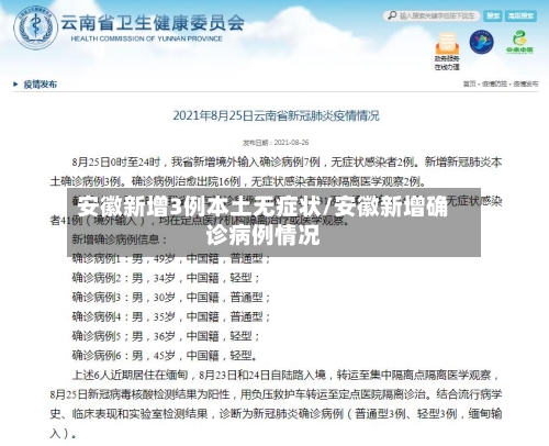 安徽新增3例本土无症状/安徽新增确诊病例情况